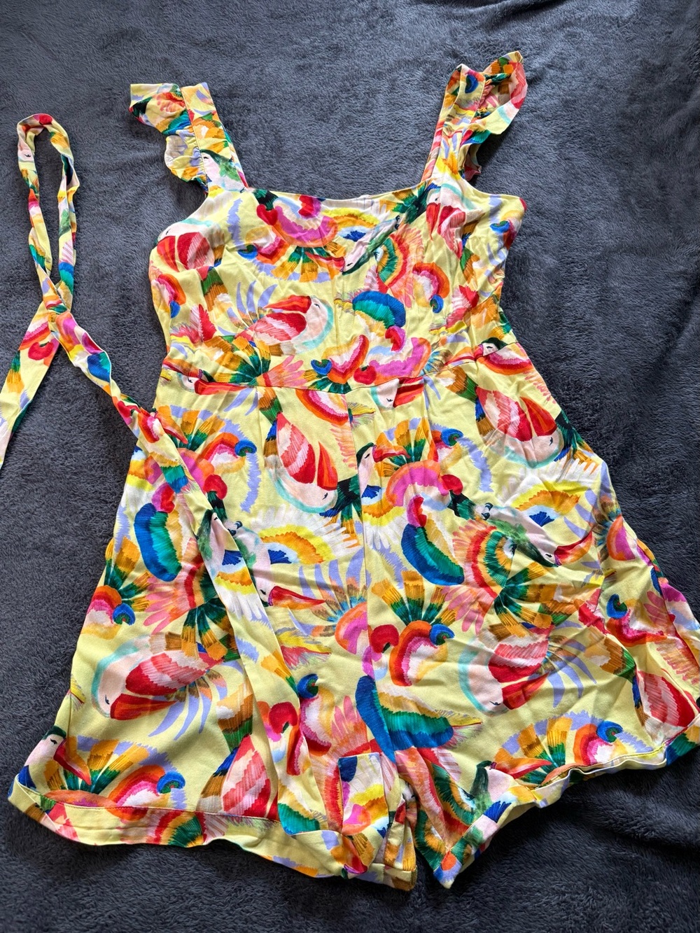 Farm rio - Anthropolgie - Yellow Tropical Print Romper - Picture 16 of 16